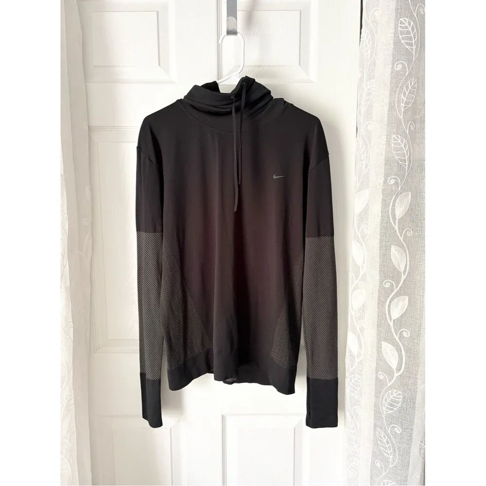 Nike Dri-Fit cowl funnel neck pullover sweatshirt textured sleeves men size XL